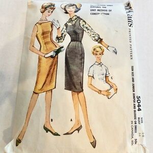 Vintage 1959 McCalls #5044  Teen Jumper Blouse or Sleeveless Sheath Dress UNCUT
